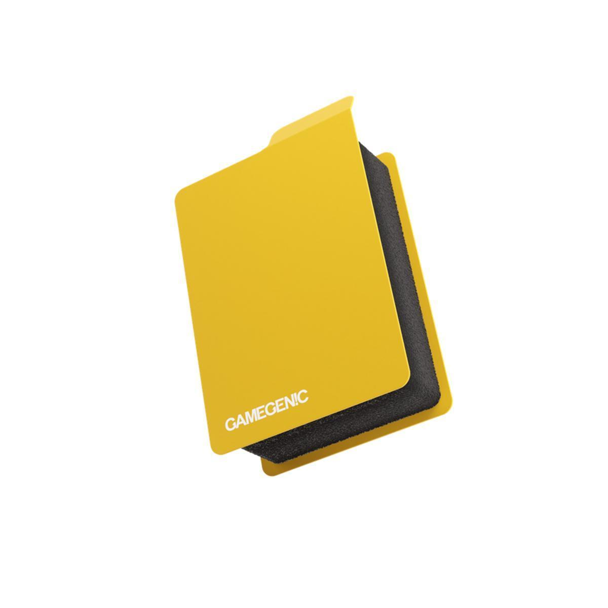 Portatarjetas Gamegenic amarillo con núcleo de espuma negra sobre fondo blanco.