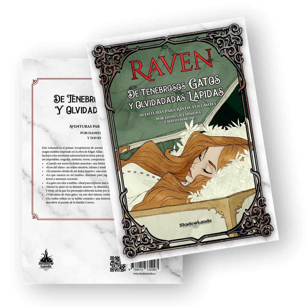 Un libro de rol con título rojo y una mujer en un ataúd en la portada.