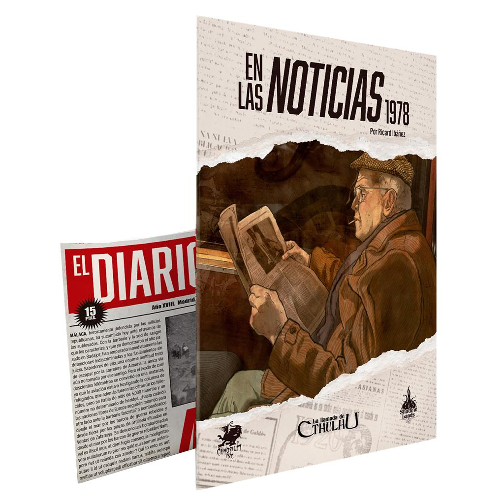 Ilustración de un hombre mayor leyendo un periódico titulado En Las Noticias 1978, con El Diario al fondo.