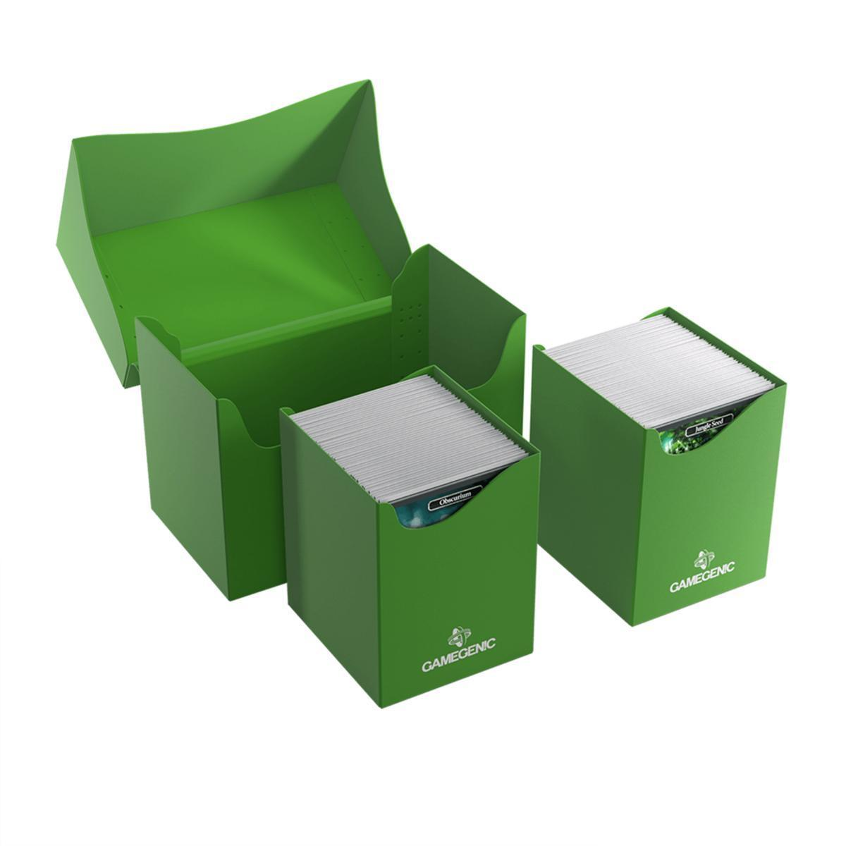 Cajas de cartas verdes de Gamegenic, abiertas con dos mazos.