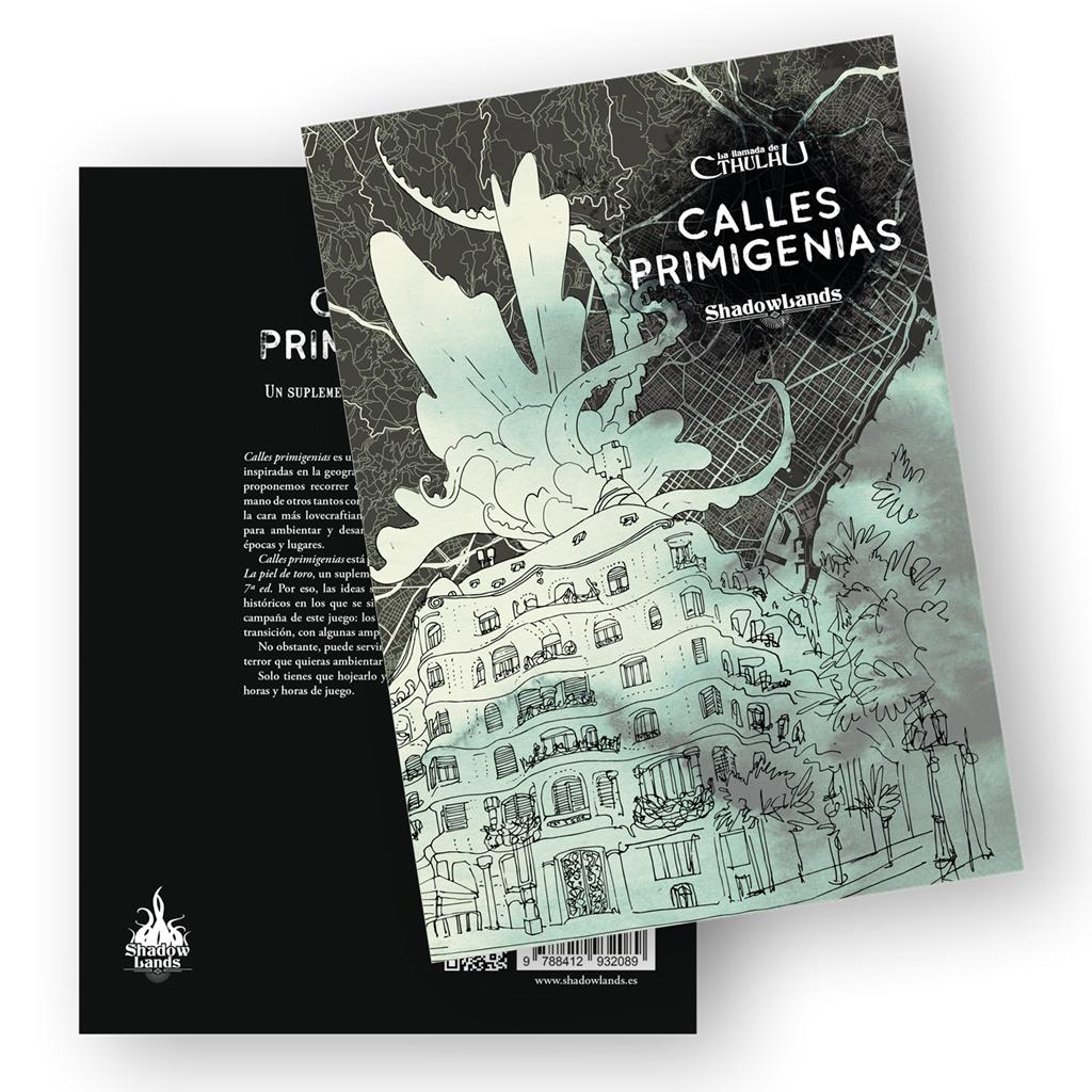Dos libros de rol Calles Primigenias con un mapa urbano ilustrado y un pulpo en la portada.