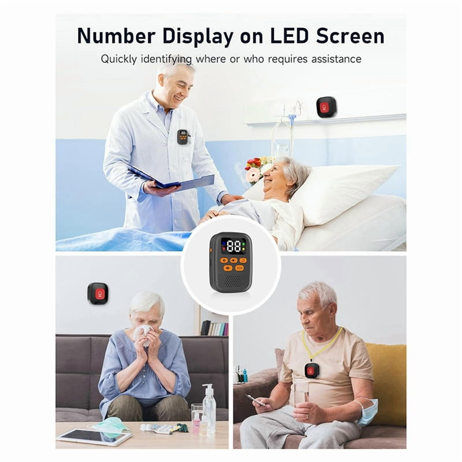 Ein LED-Display-Notrufsystem mit Pager für medizinische Versorgung und ältere Menschen.