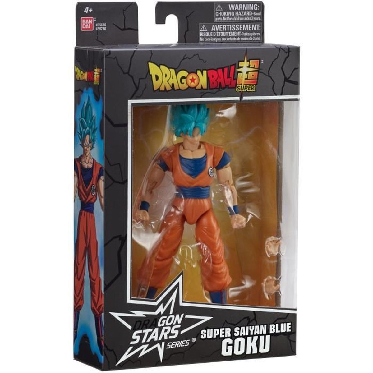 Figurka akcji Dragon Ball Super Super Saiyan Blue Goku w pudelku.