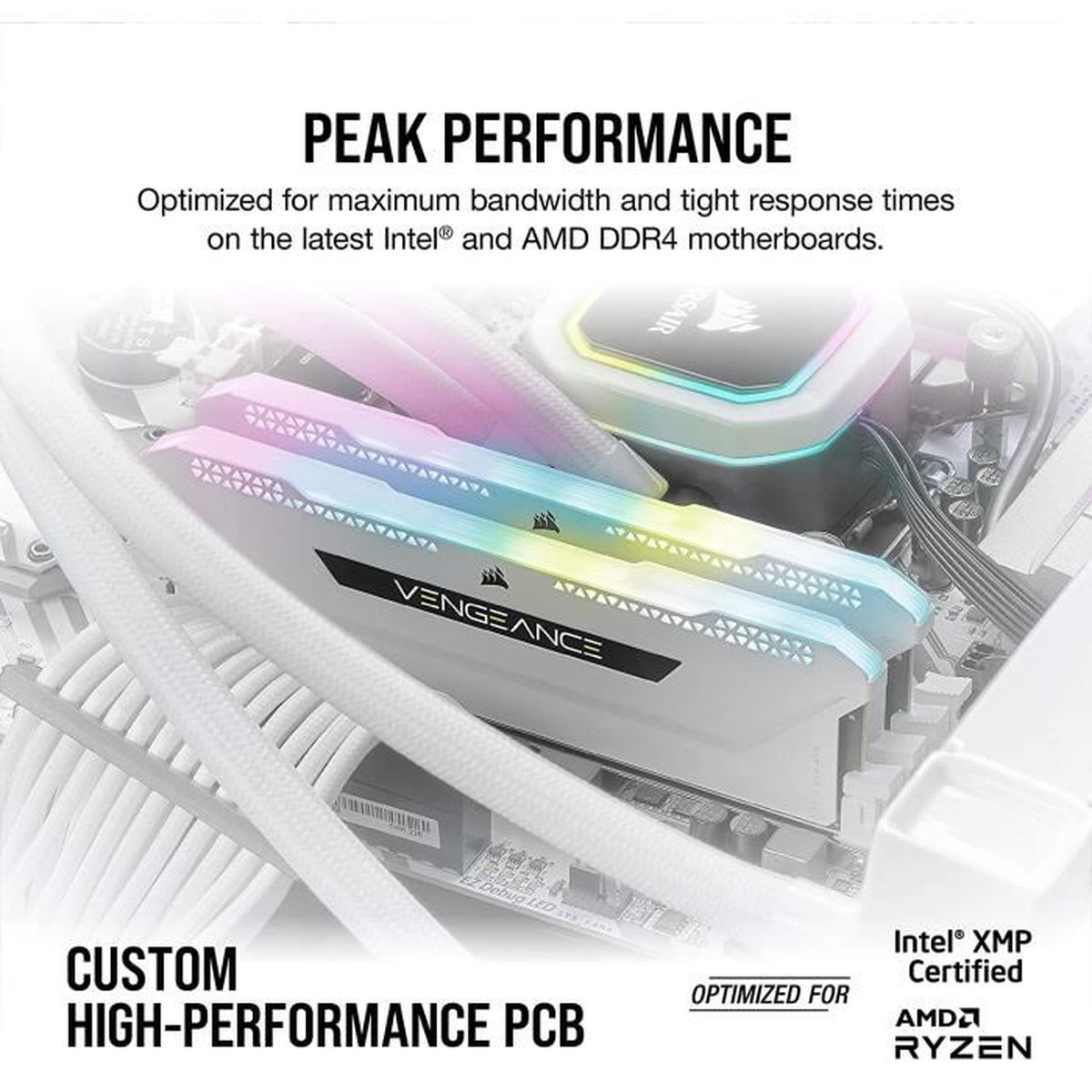 Corsair Vengeance DDR4-RAM mit RGB-Beleuchtung auf einem Motherboard.