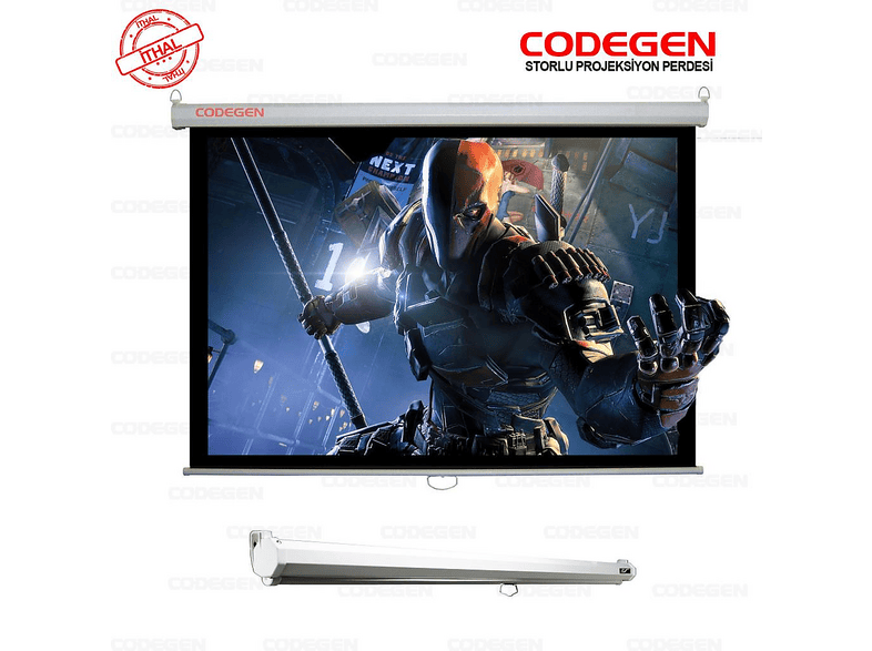CODEGEN AX-24 240x200 cm Storlu Manuel Arkası Siyah Fonlu Projeksiyon Perdesi