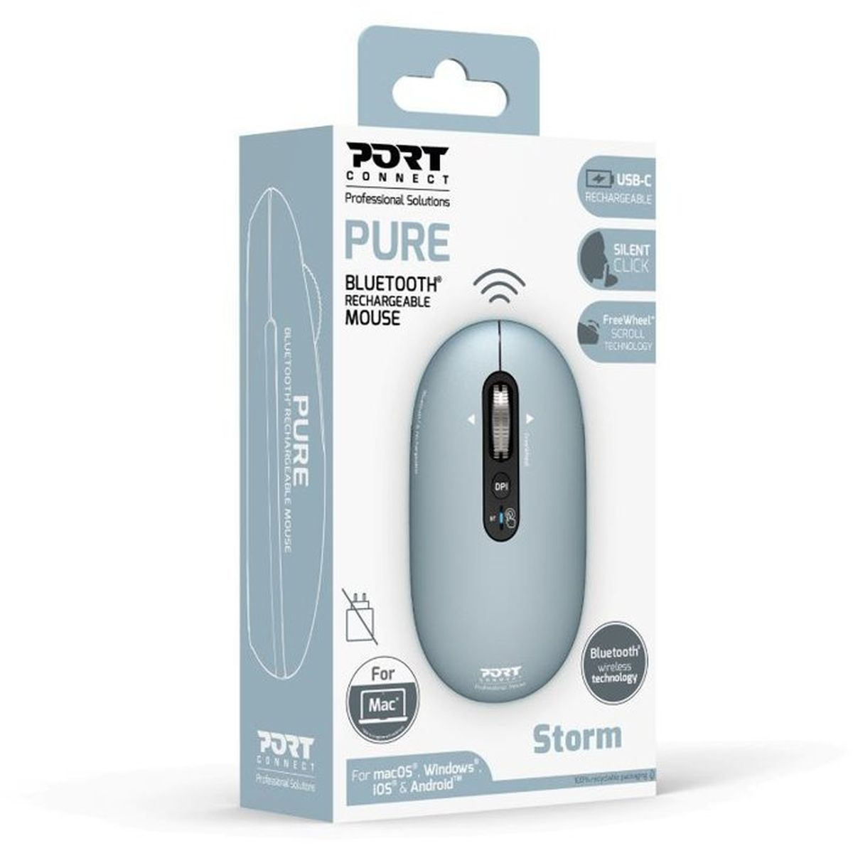 PORT DESIGNS PURE COLOR 910500 Bluetooth Maus, Dunkelblau (Bleu sombre ...