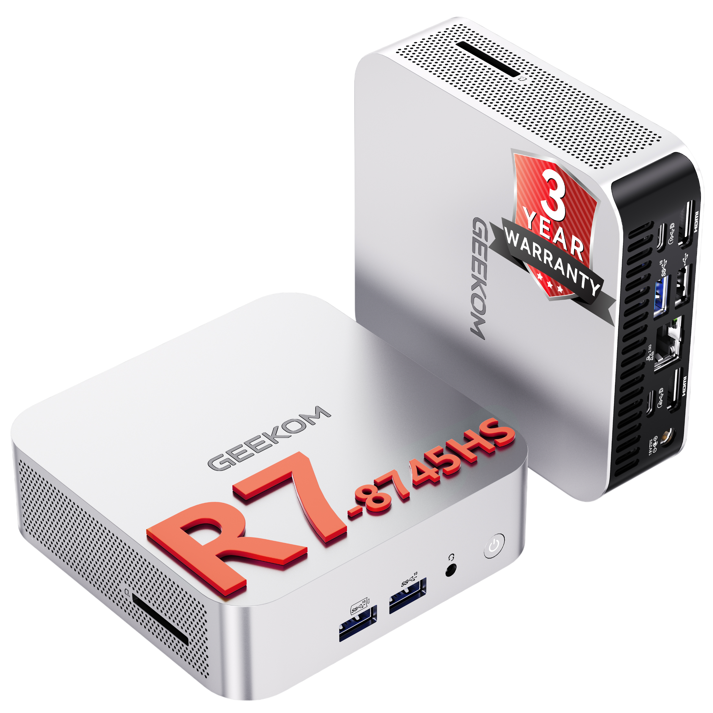 Mini PC - GEEKOM A8, AMD Ryzen™ 7 8745HS, 16 GB RAM, 1 TB SSD, Radeon™ 780M, Windows 11, Plata