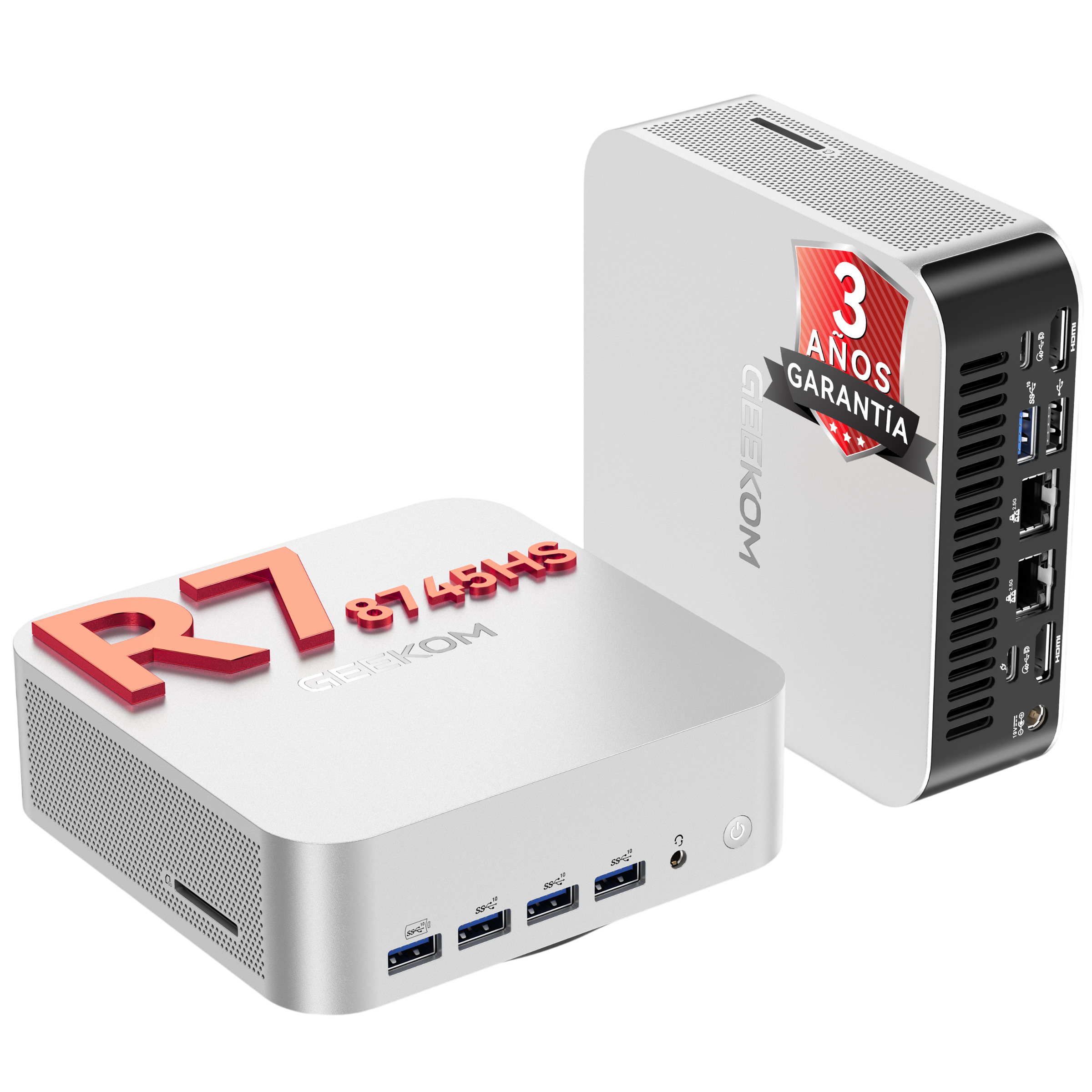 Mini PC - GEEKOM A6, AMD Ryzen™ 7 6800H, 16 GB RAM, 512 GB SSD, Radeon™ 680M, Windows 11, Plata