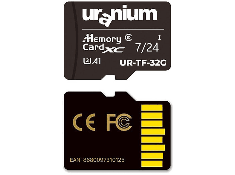 URANIUM UR-TF-32G U3 7/24 Surveillance 100/40MBS Industrial microSD 32 GB Hafıza Kartı