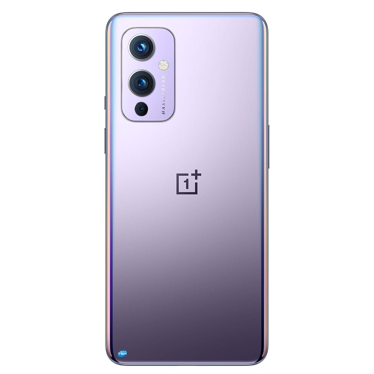 Retro di uno smartphone viola chiaro con tripla fotocamera e logo OnePlus.