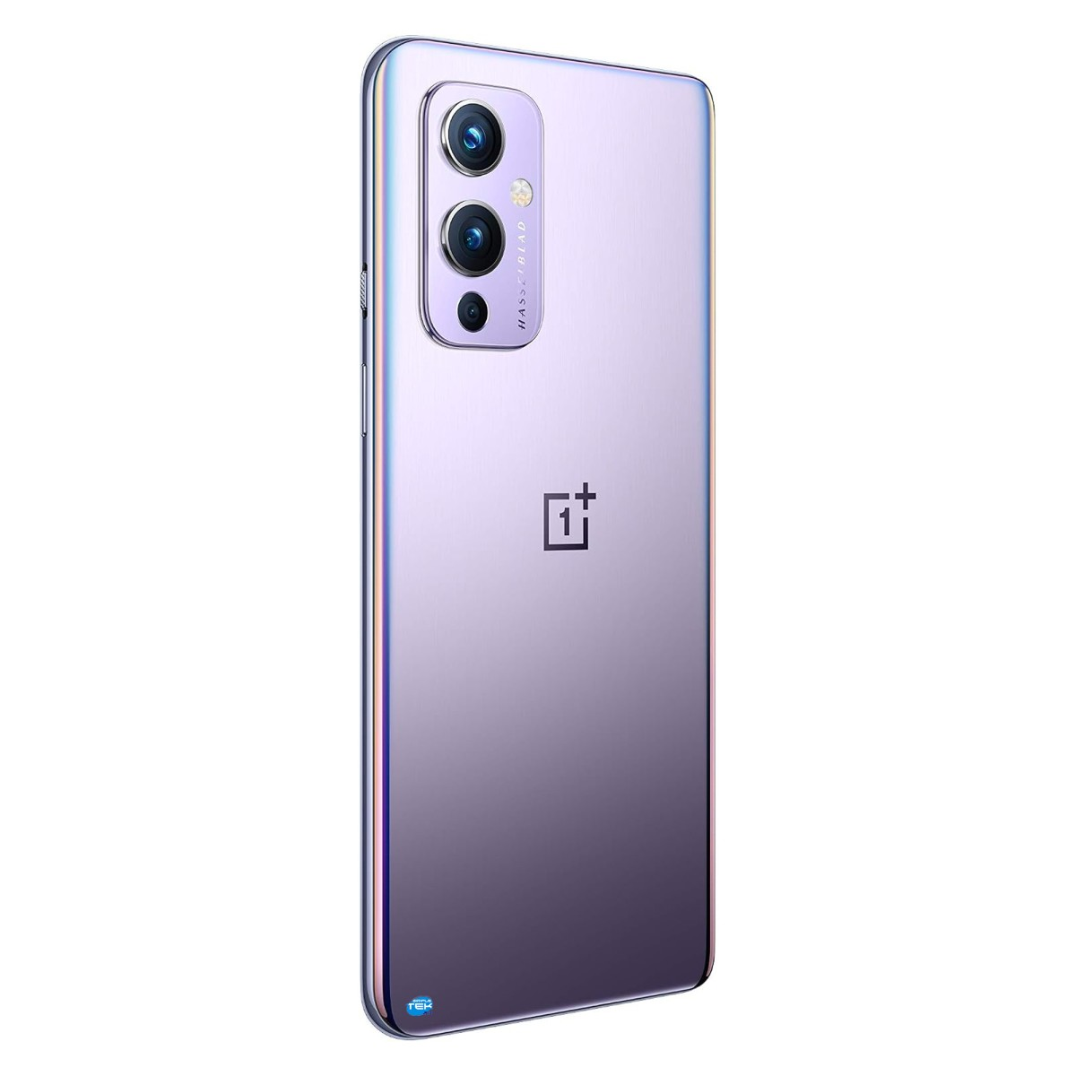 Retro di uno smartphone viola con tripla fotocamera e logo OnePlus.
