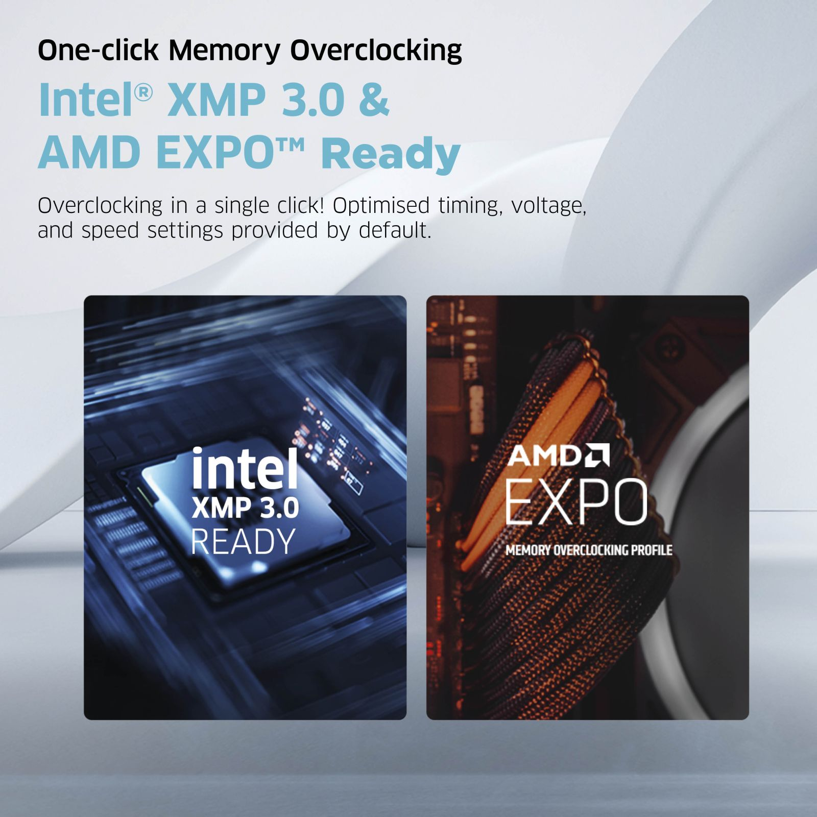 Intel XMP 3.0 und AMD EXPO Overclocking für optimierte Geschwindigkeit.