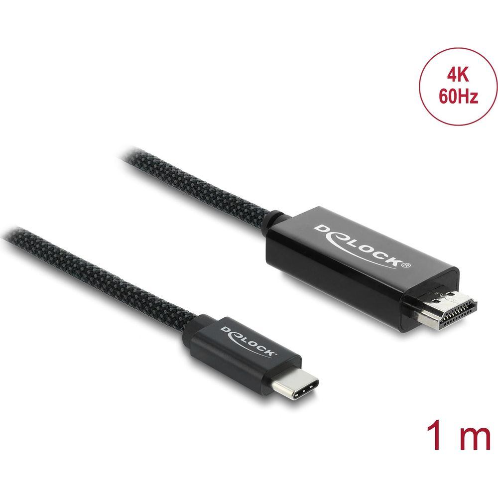 Ein Delock USB-C auf HDMI Kabel, 1 Meter lang, für 4K bei 60Hz.