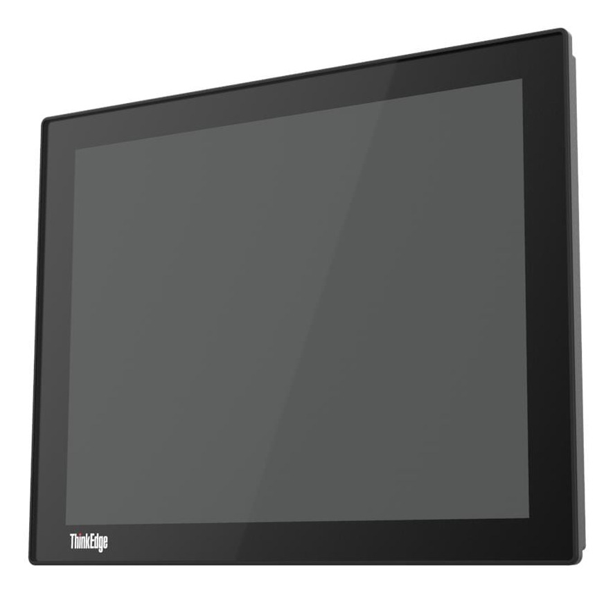 Un moniteur ThinkEdge noir avec un cadre fin sur fond blanc.