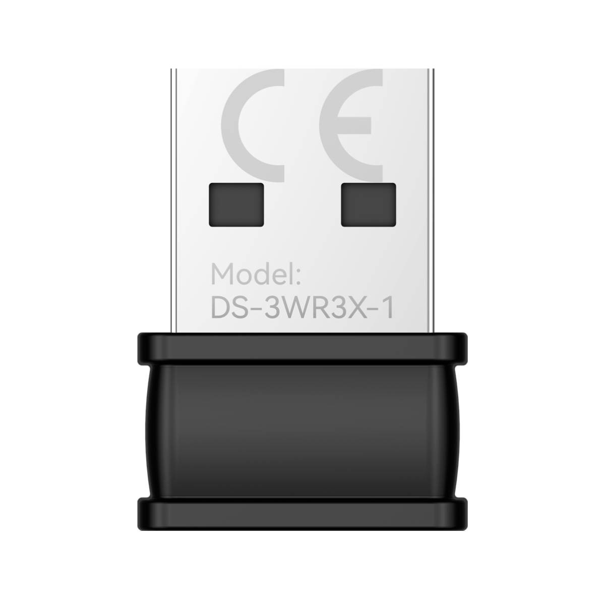 Nahaufnahme eines USB-Sticks mit CE-Kennzeichnung und Modellbezeichnung DS-3WR3X-1.