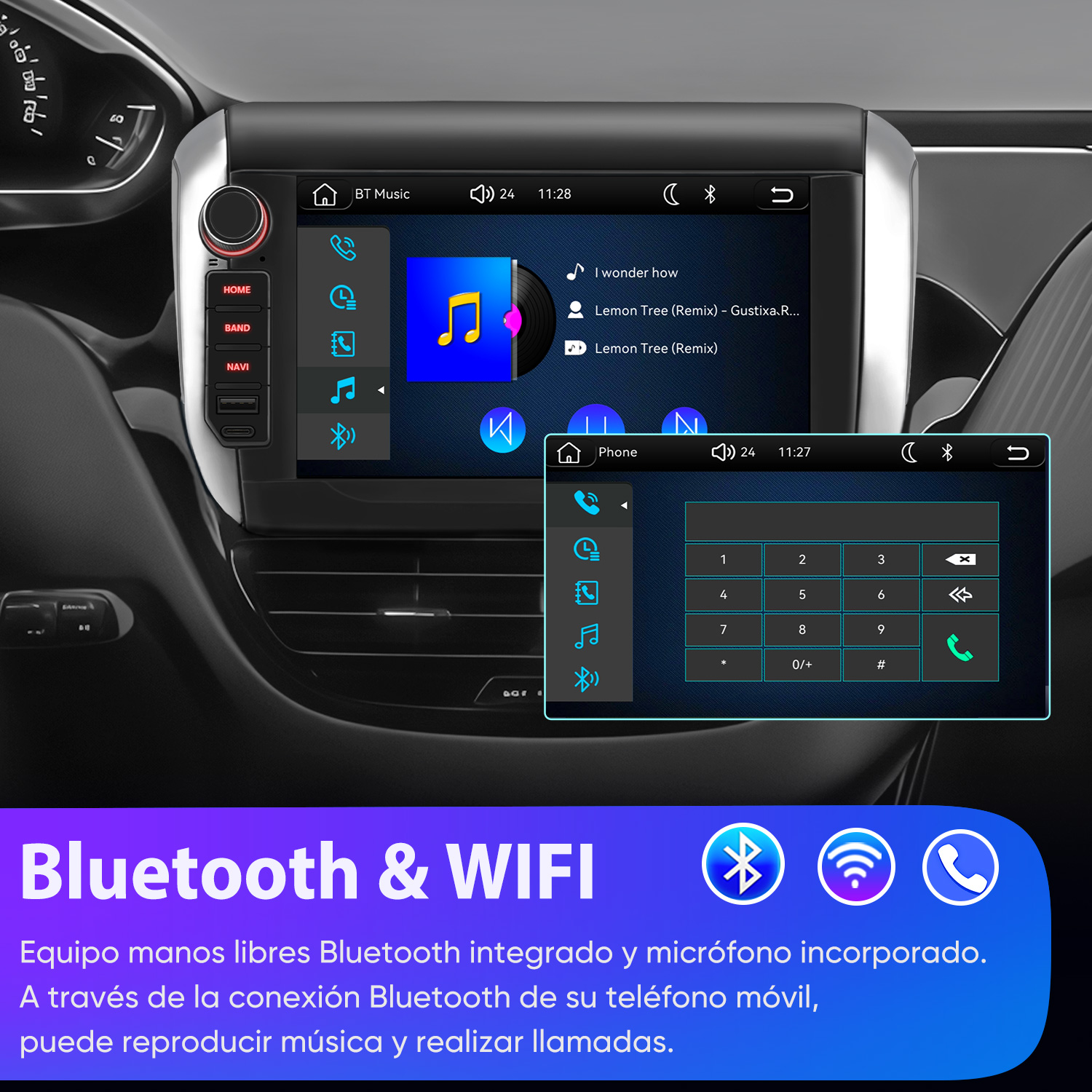 Autorradio  - Peugeot 208/2008 2012-2018 Linux Carplay  Compatible Cámara SMORGR, 8 "", USB, Black