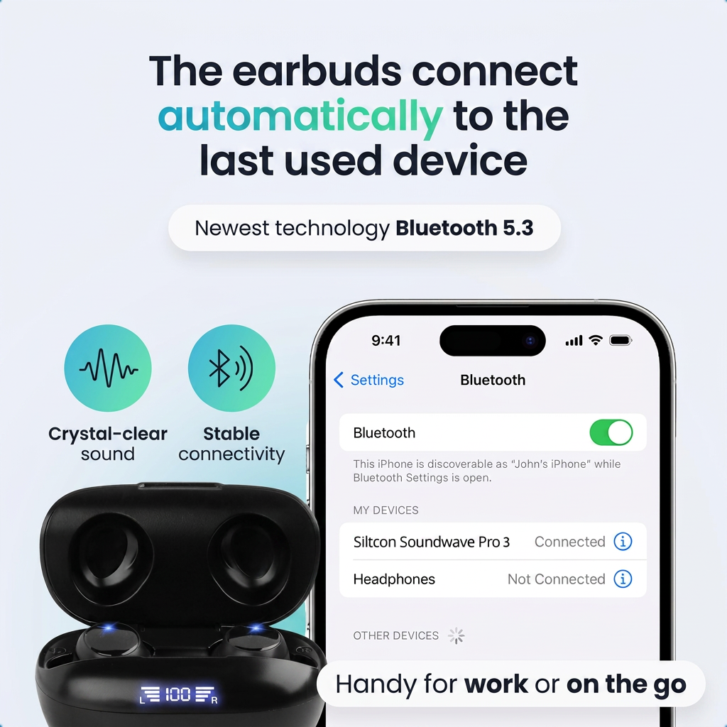 Kabellose Ohrhörer verbinden sich automatisch mit Bluetooth-Geräten.