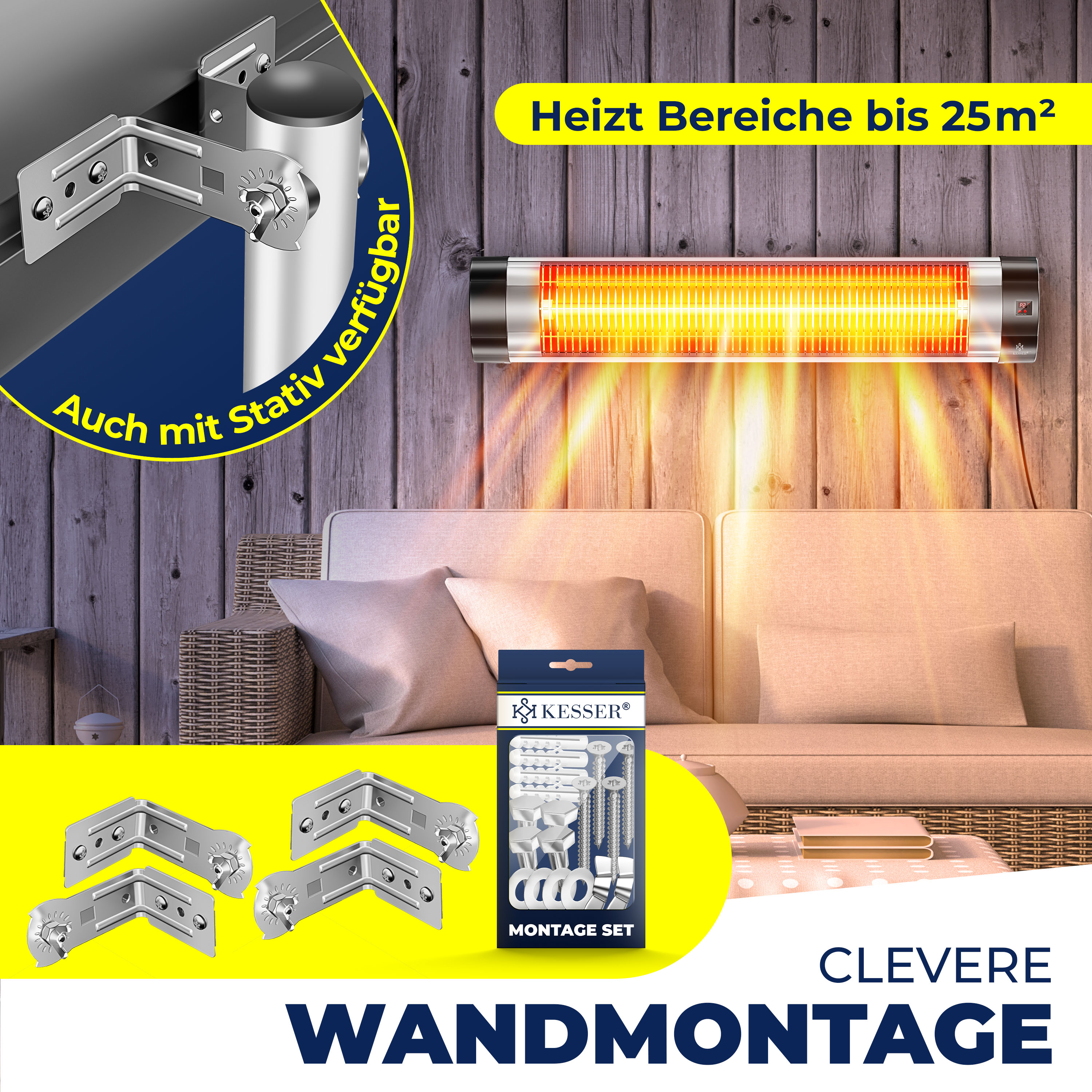 KESSER 19451 Infrarotstrahler Heizstrahler (2500 Watt)