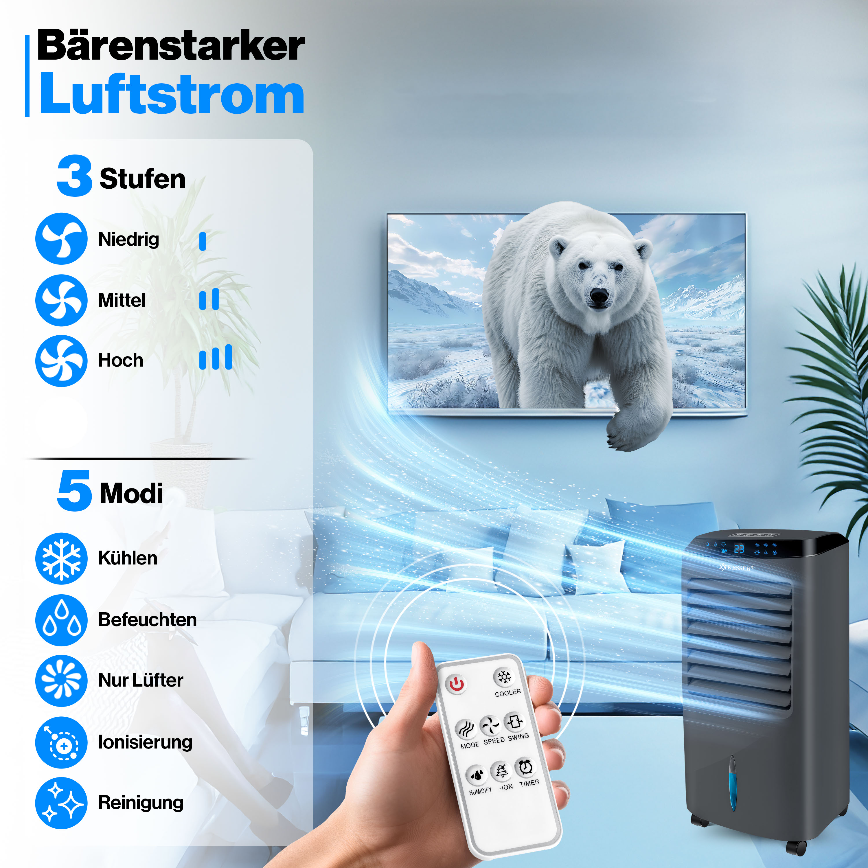 KESSER 4 in 1 mit Fernbedienung Luftkühler