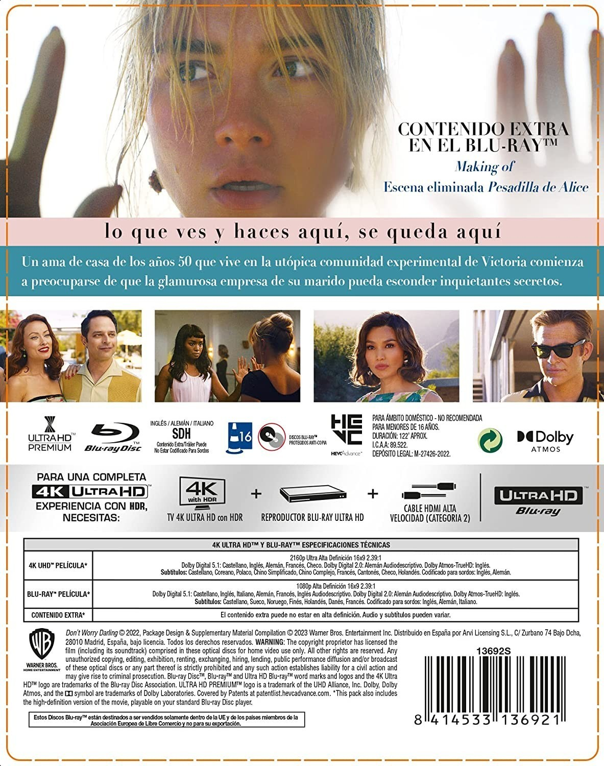 Contraportada de un estuche de Blu-ray con fotogramas, texto y detalles.