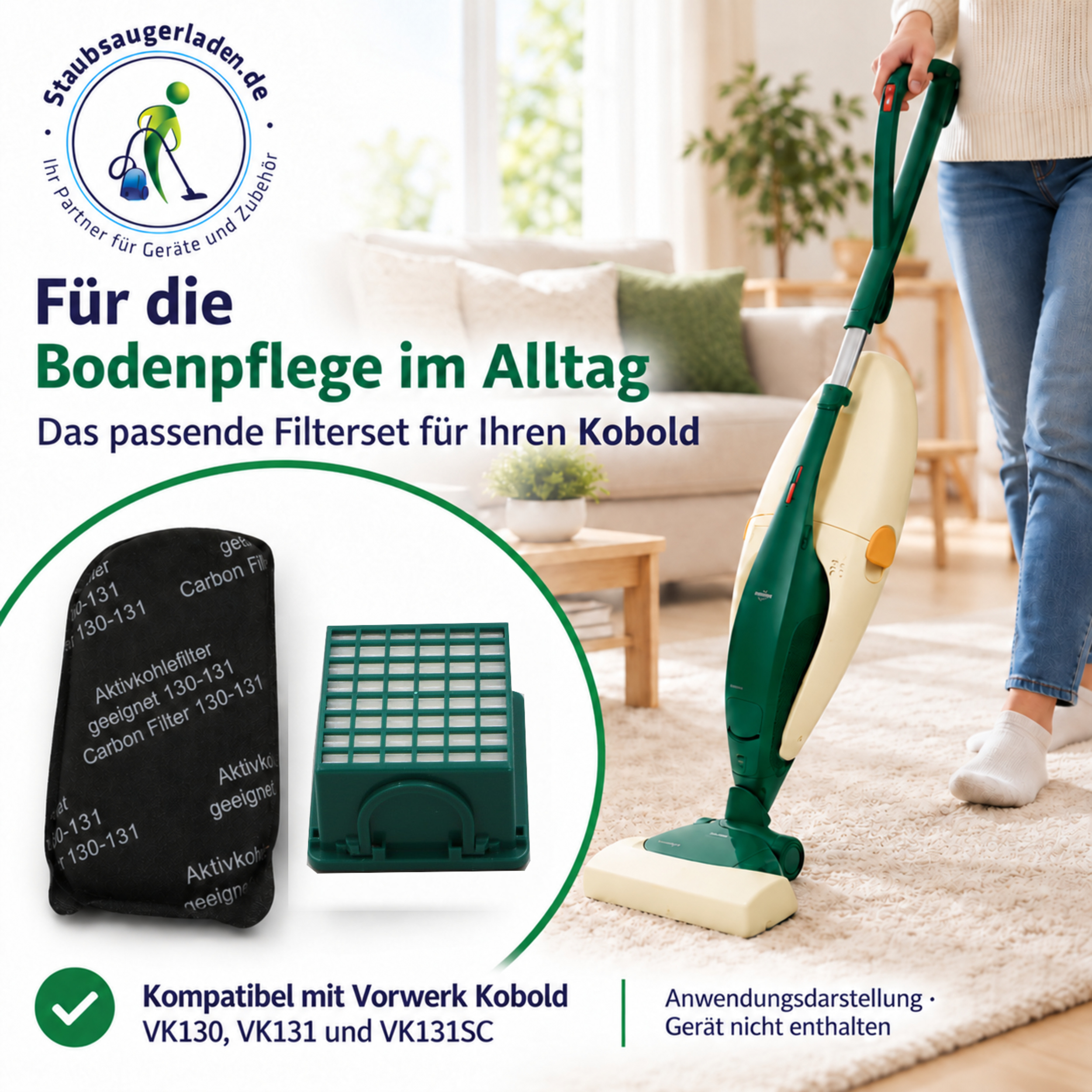 Staubsaugerfilter-Set für Vorwerk Kobold VK130 und VK131, kompatibel und langlebig.