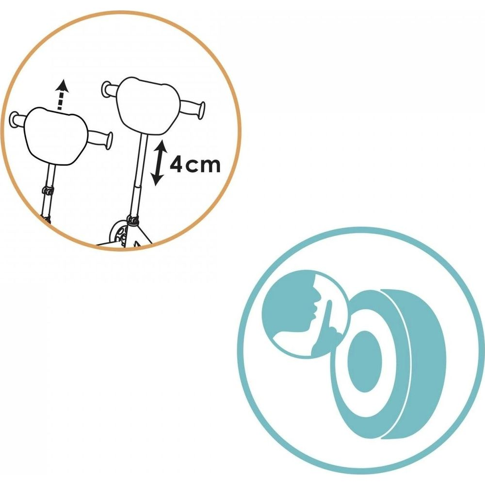 I diagrammi mostrano una regolazione dell'altezza del manubrio di 4 cm e pneumatici silenziosi.
