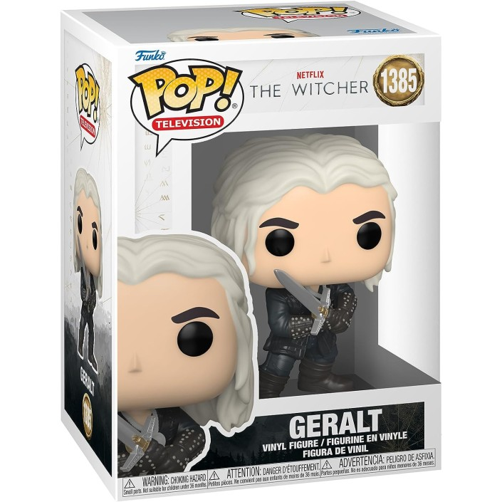Figura in vinile Funko Pop di Geralt da The Witcher nella sua confezione originale.