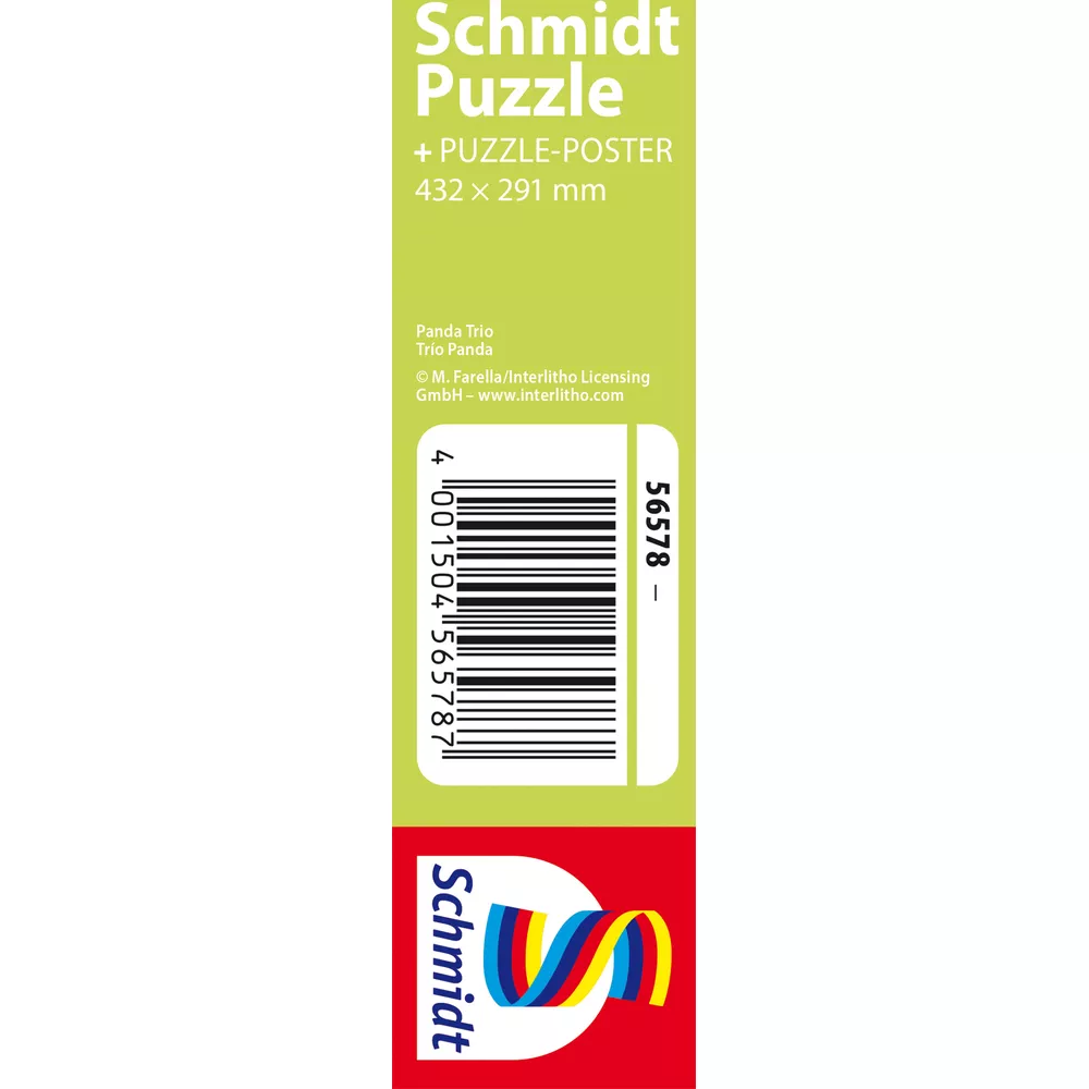 Grüne Schmidt Puzzle Verpackung mit Barcode und rotem Logo am unteren Rand.