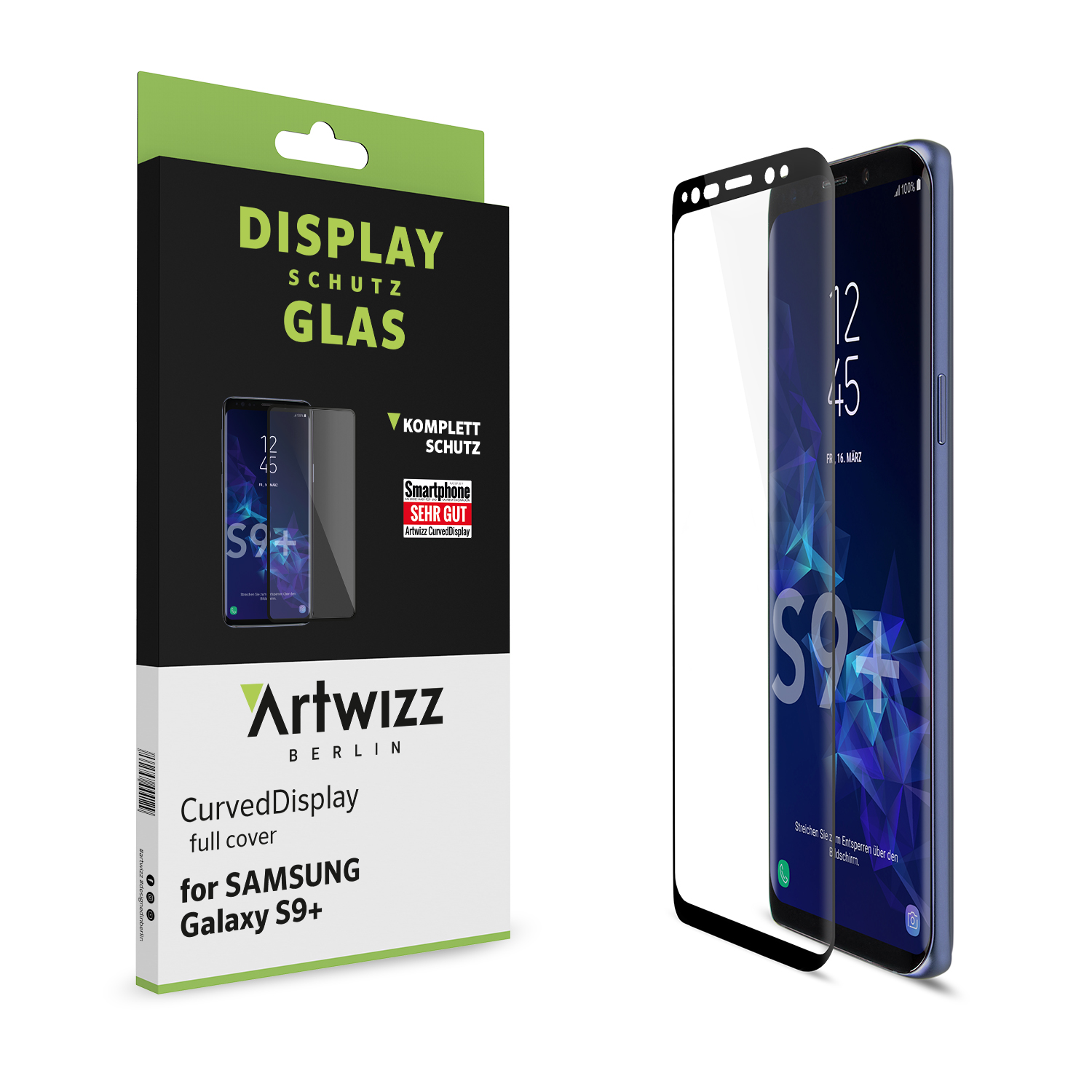 Samsung S9 CurvedDisplay PLUS) ARTWIZZ Android Displayschutzglas(für Galaxy
