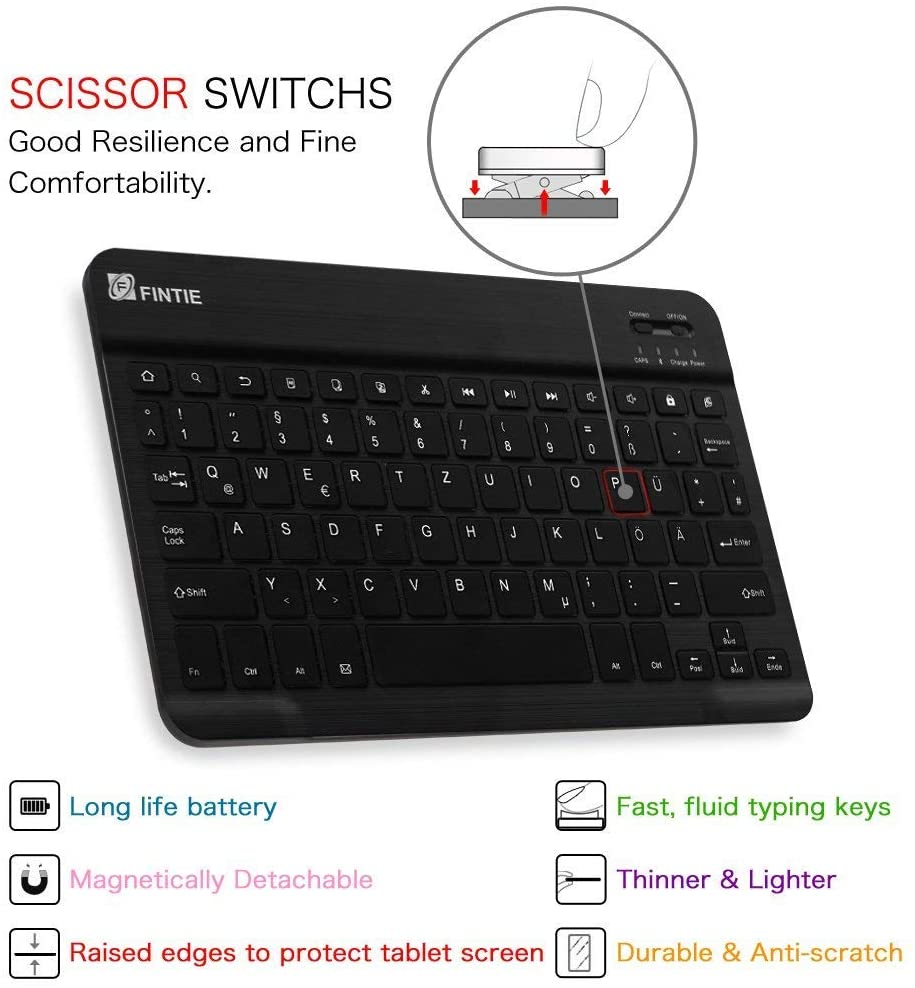 FINTIE Schutzhülle Cover für Flip Tablethülle + Samsung Schwarz Kunstleder, Tastatur