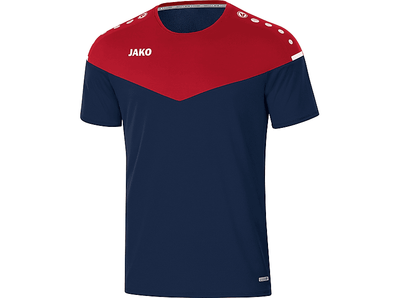 JAKO T-Shirt Champ 2.0 rot, 6120 Gr. marine/chili 116, Kinder