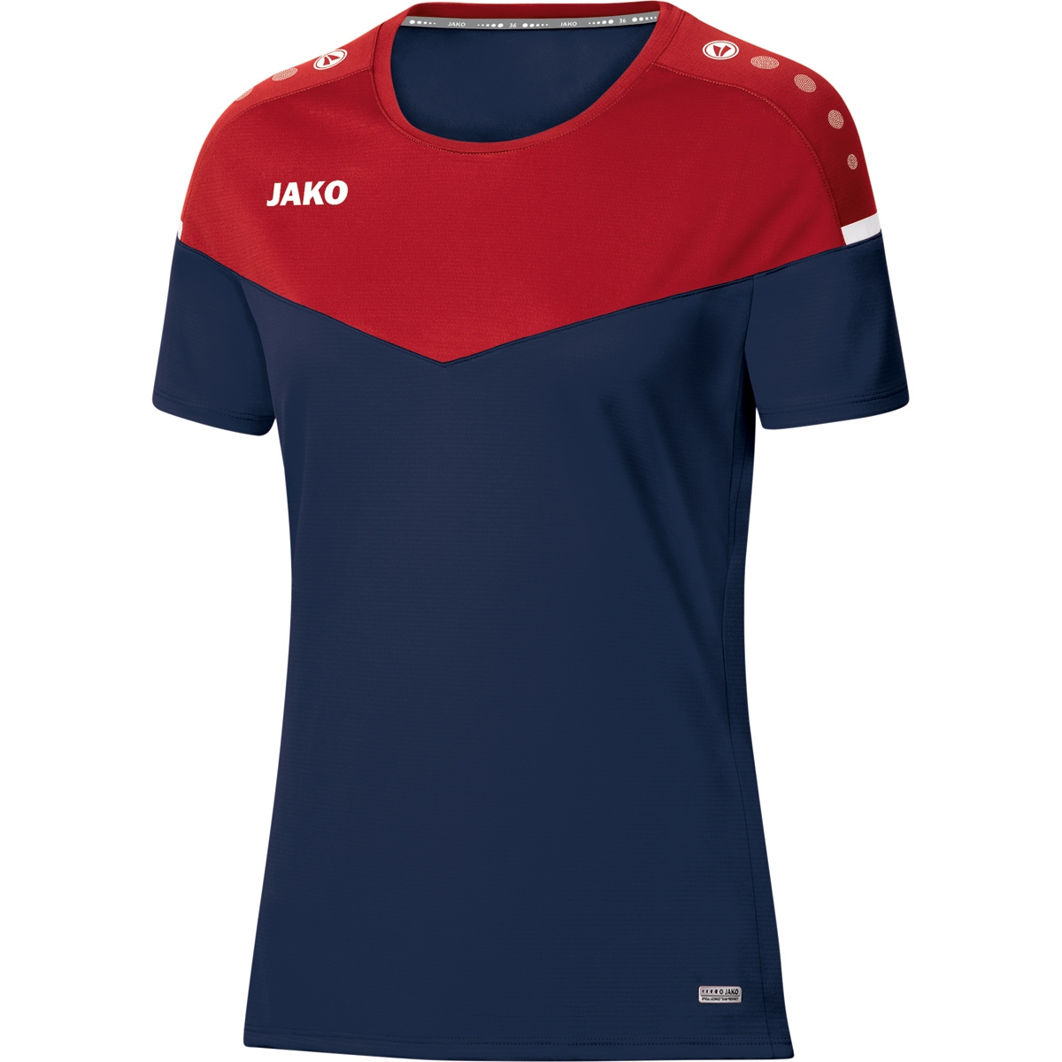 JAKO T-Shirt Champ Damen, 2.0 rot, Gr. 42, marine/chili 6120