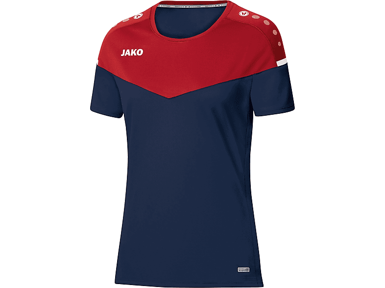 JAKO T-Shirt Champ rot, Damen, Gr. 34, 2.0 6120 marine/chili