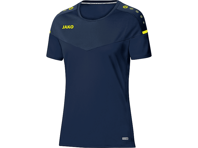 JAKO T-Shirt 2.0 Damen, Champ marine/darkblue/neongelb, 34, 6120 Gr