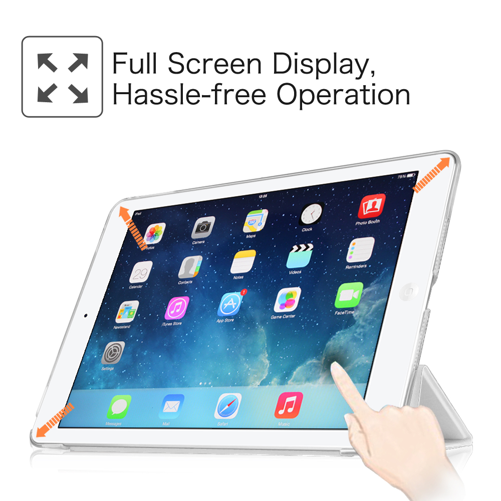 Tablet mit Vollbildanzeige, der Touchscreen zeigt App-Symbole.