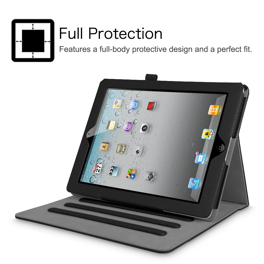 Schwarzes Tablet in einer schwarz-grauen Hülle mit Ständer. Die Hülle hat ein Ganzkörperdesign.