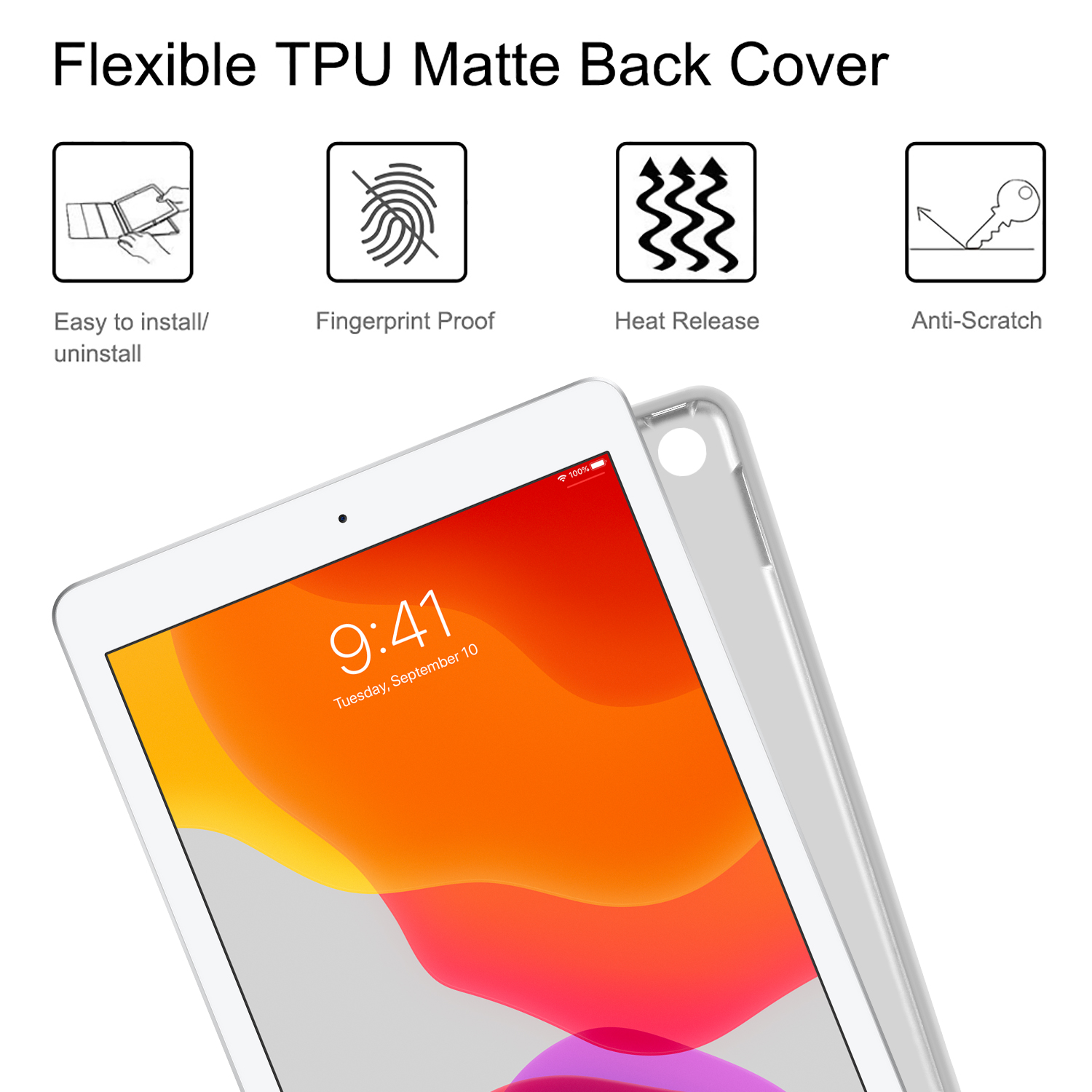 Tastatur Apple FINTIE + für Cover Weiß Marmor Kunstleder, Tablethülle Flip Schutzhülle