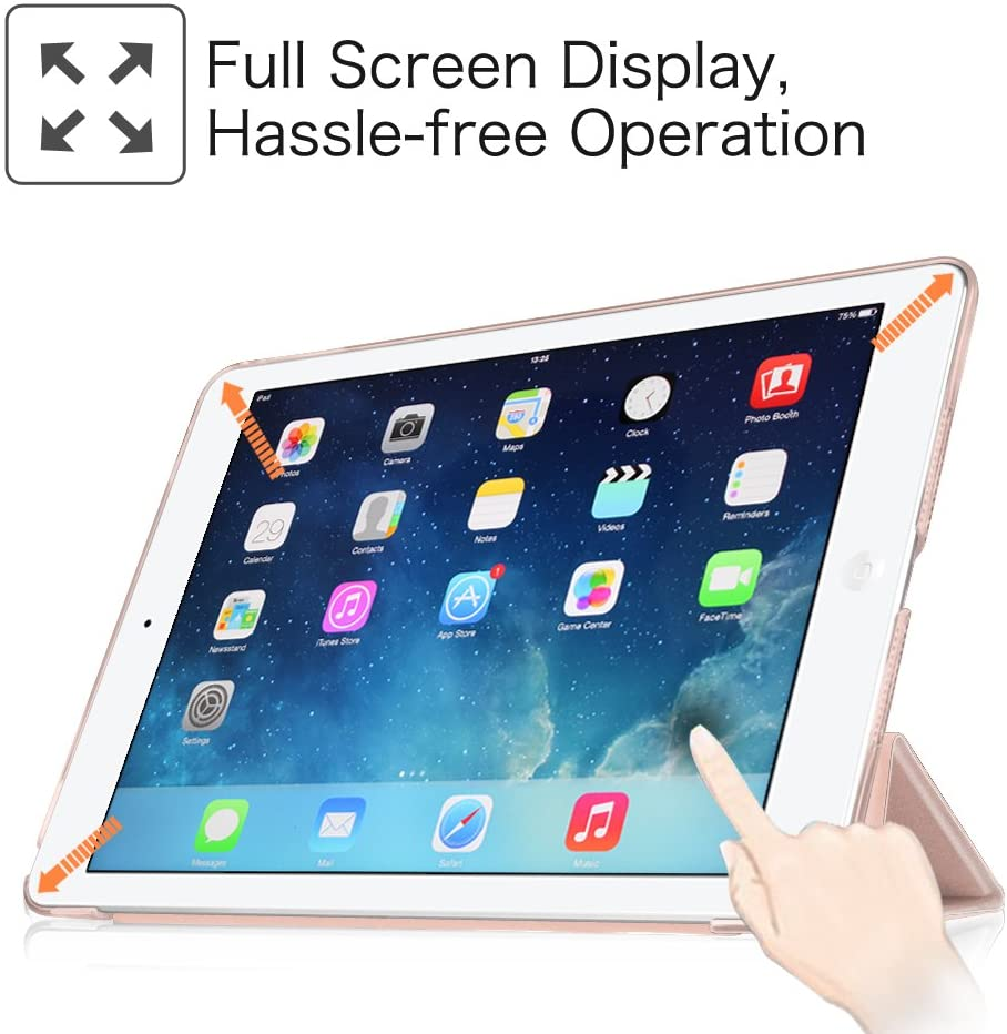 Ein Tablet mit Vollbildanzeige, das App-Symbole zeigt. Eine Hand berührt den Bildschirm.