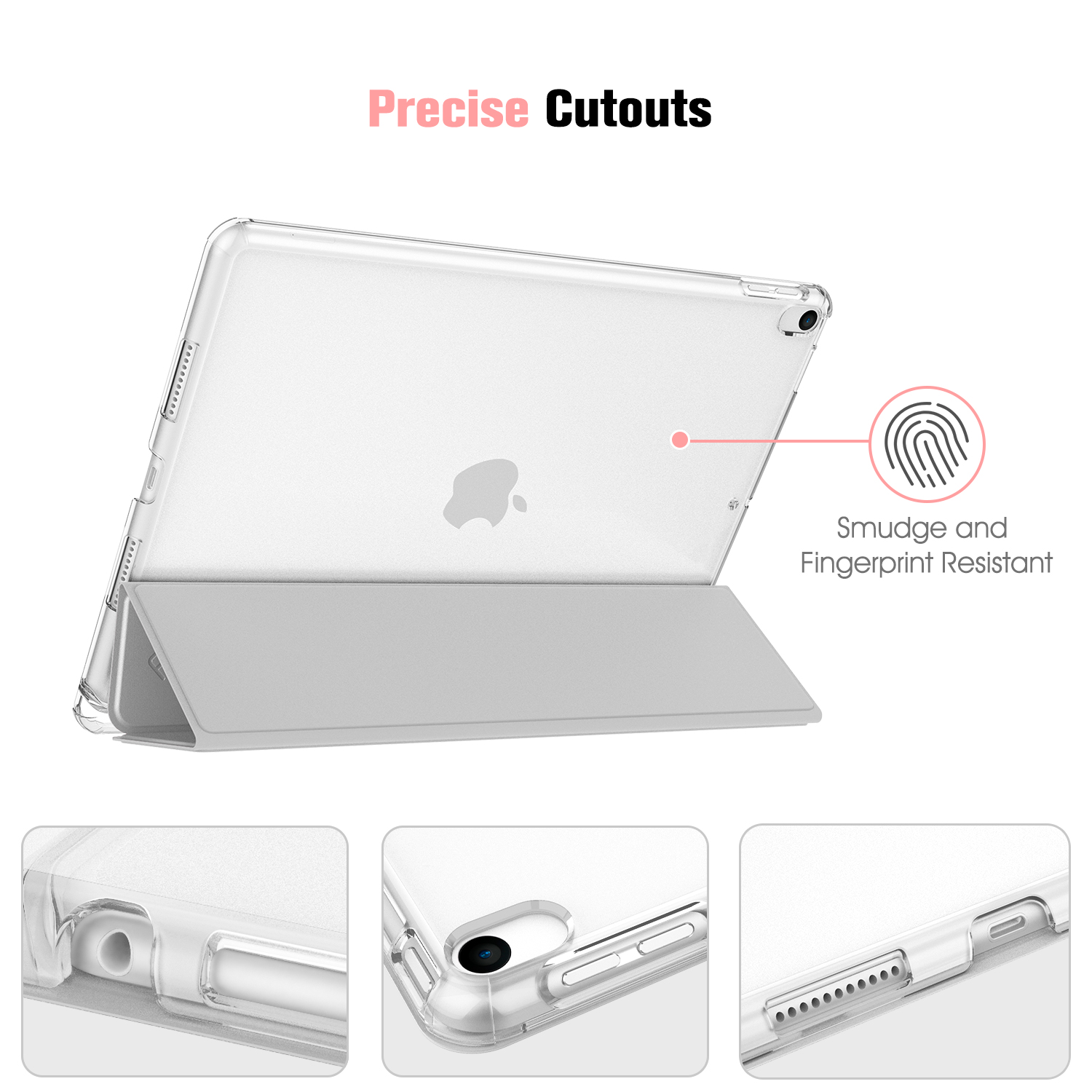 Tablethülle Apple Flip Kunstleder Cover Silber Polycarbonat, für FINTIE | Schutzhülle