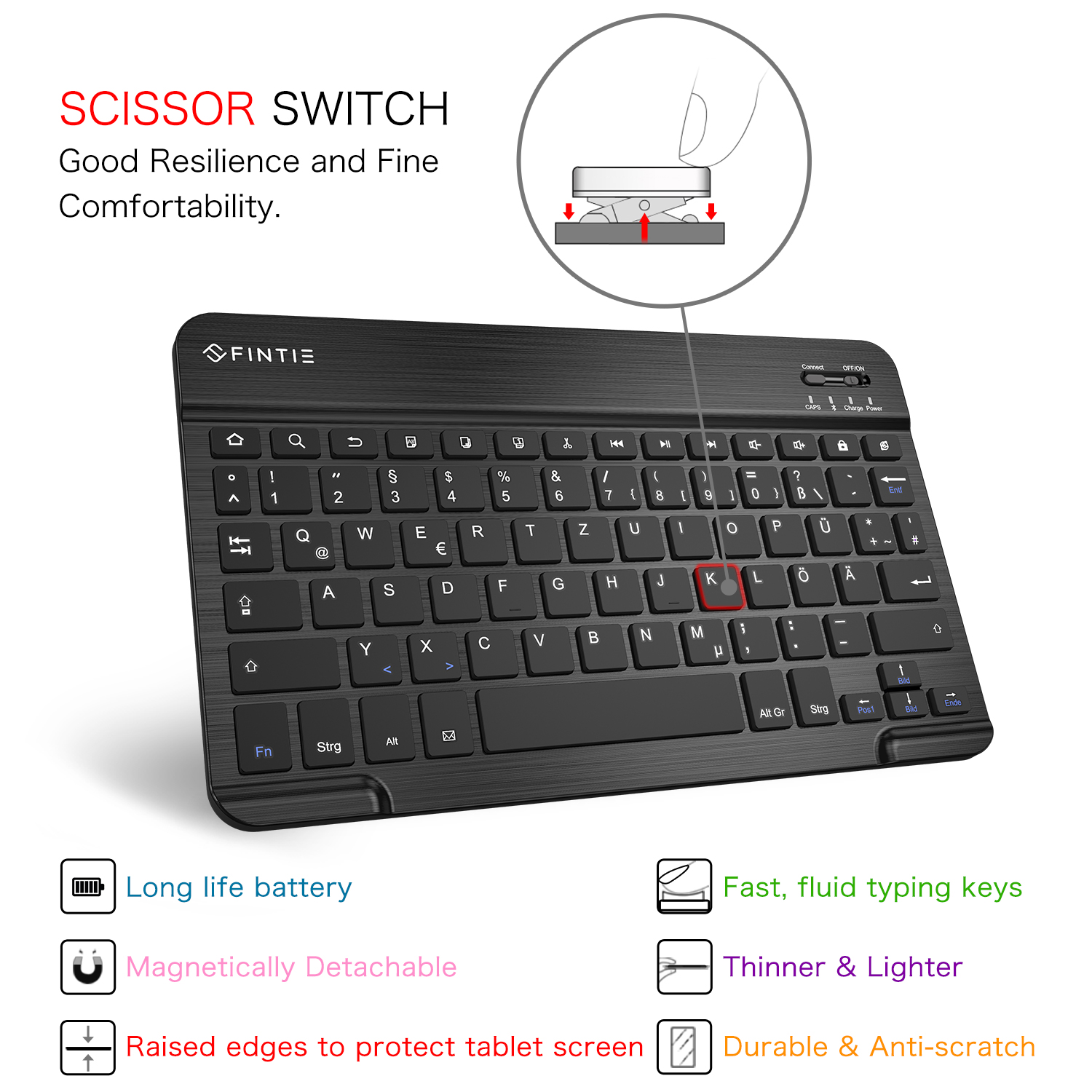 Tablethülle Tastatur FINTIE Bookcover + Hülle Kunstleder, Samsung für Roségold