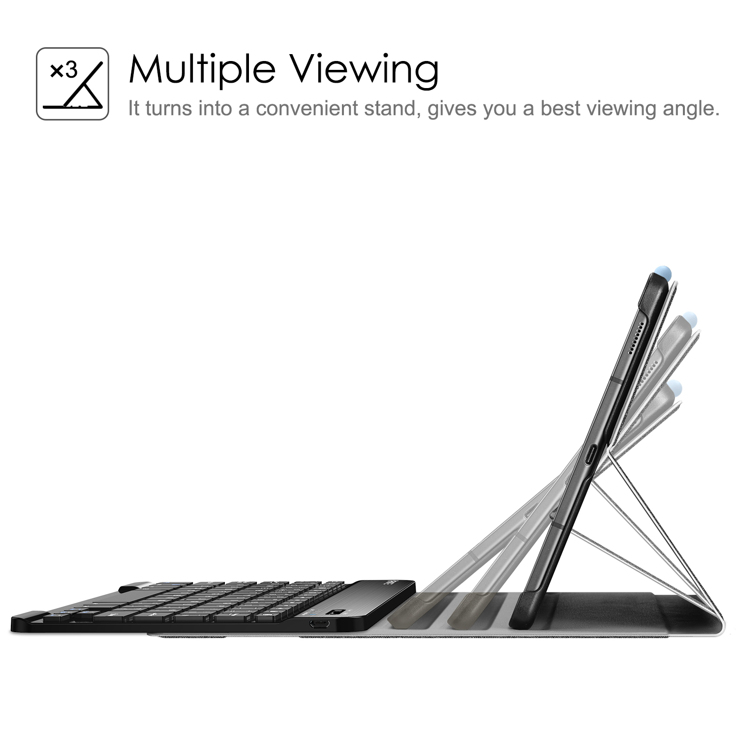 FINTIE Hülle Samsung Kunstleder, Tablethülle Tastatur + für Jeansoptik Bookcover Dunkelgrau