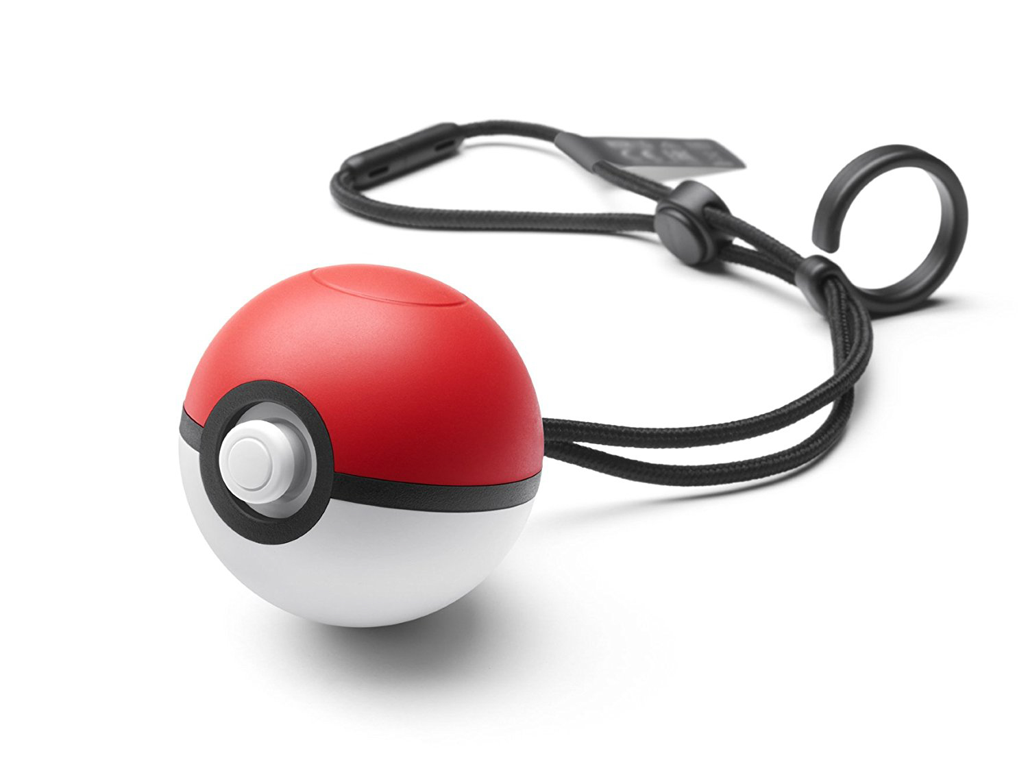 Roter und weißer Pokémon-Ball. Schwarzer Riemen und Kordel. Weißer Hintergrund. Für Nintendo Switch.