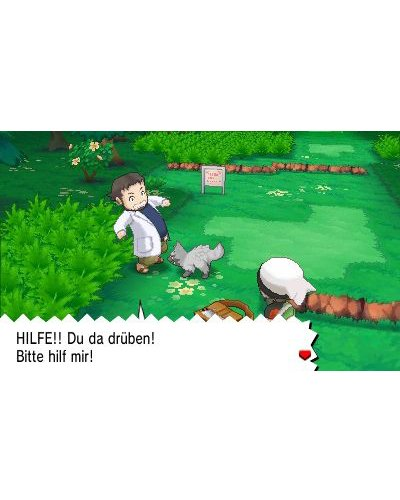 Eine Videospielszene mit einer Figur im Laborkittel, einer Katze und Text auf Deutsch.