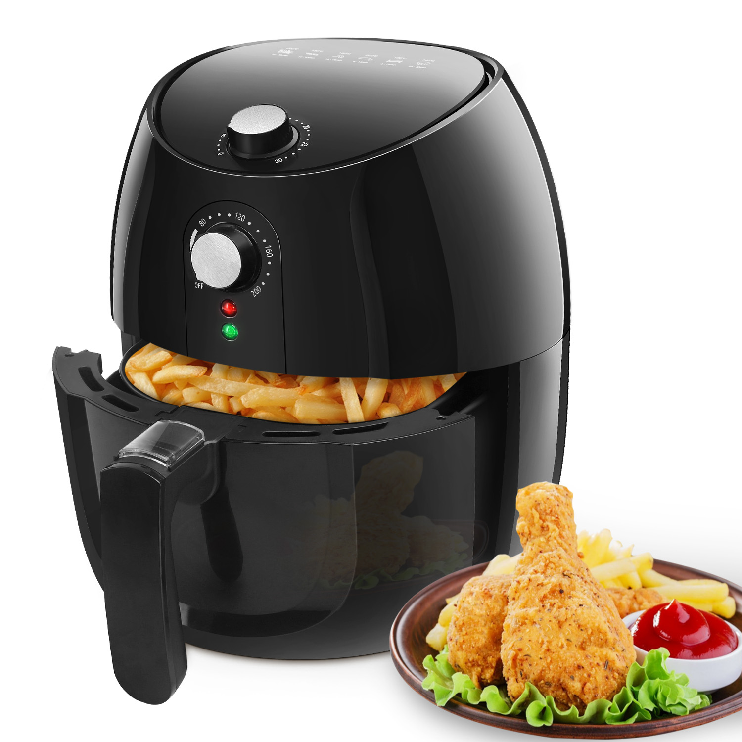 Heißluftfritteuse 201289 BPA-frei Watt 3,5L, 30PYC, AIGOSTAR Schwarz 1500 OOS