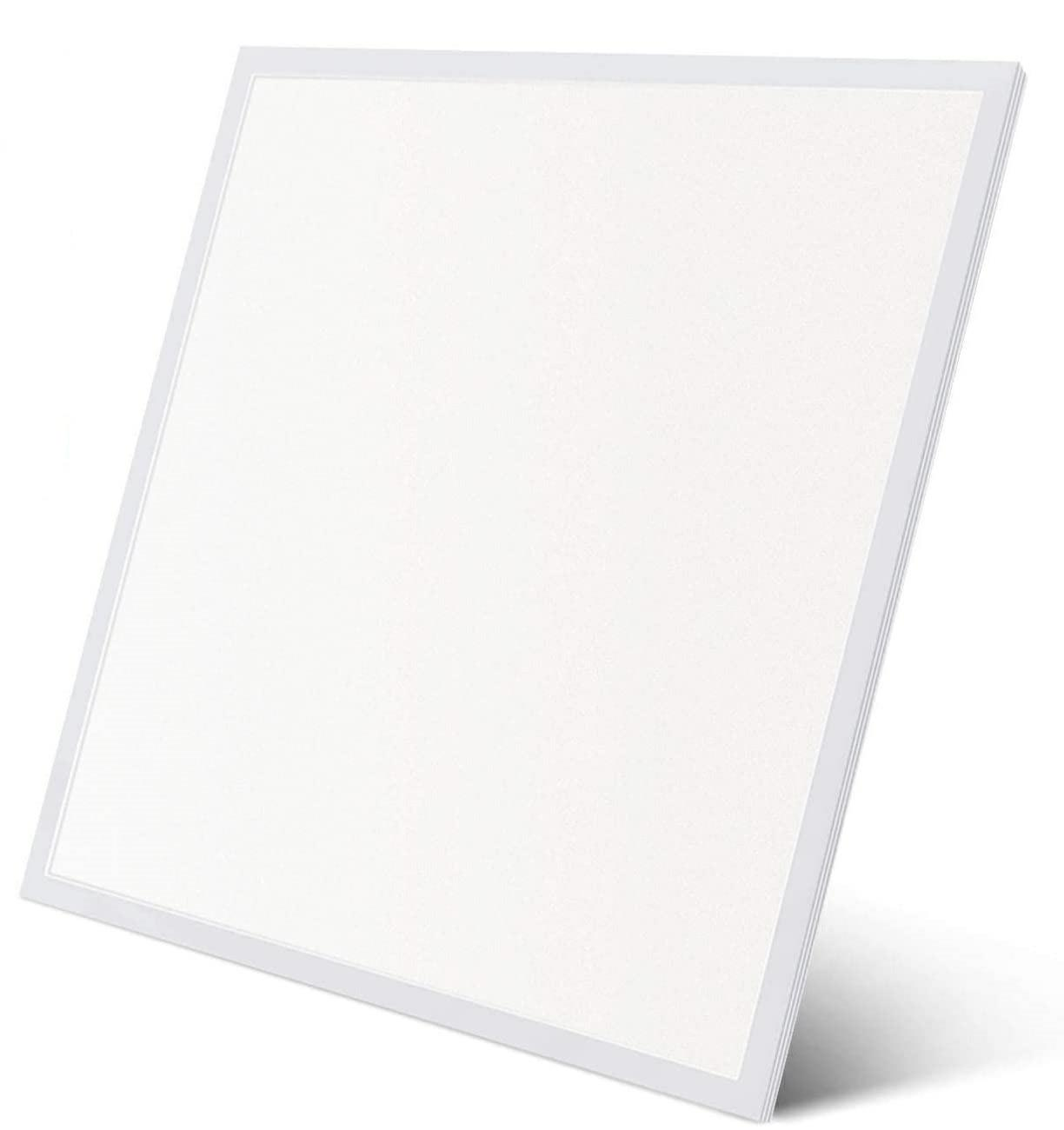 Un semplice pannello LED bianco con una cornice sottile.