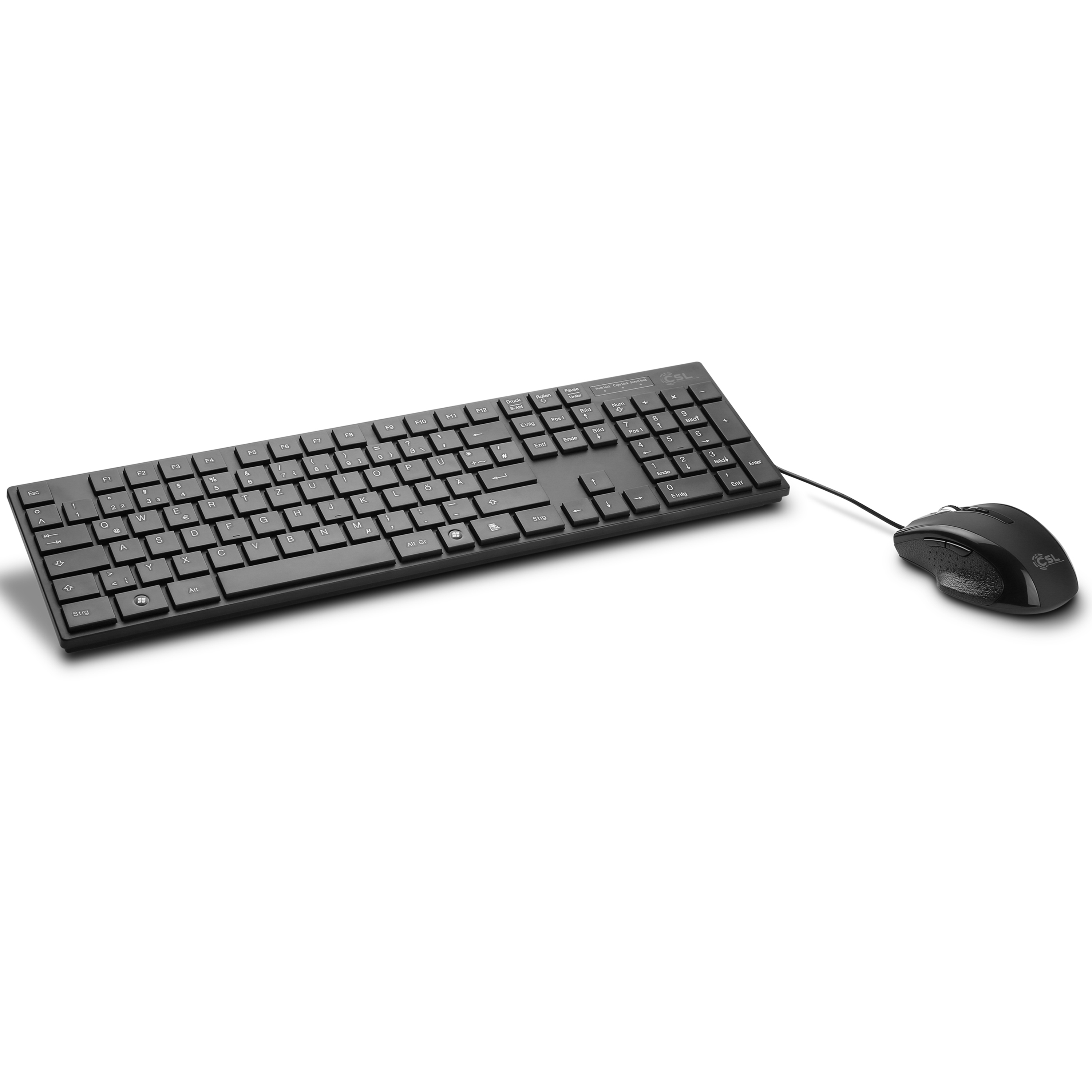 Maus Tastatur-/Maus-Set, Tastatur CSL BASIC schwarz, und schwarz wired