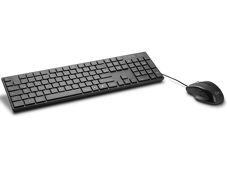CSL BASIC wired Tastatur und Maus schwarz, Tastatur-/Maus-Set, schwarz