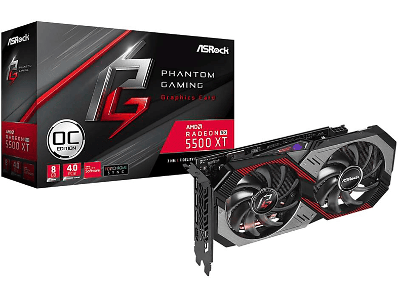 ASROCK Radeon RX 5500 XT Phantom Gaming D OC (AMD, Graphics card)