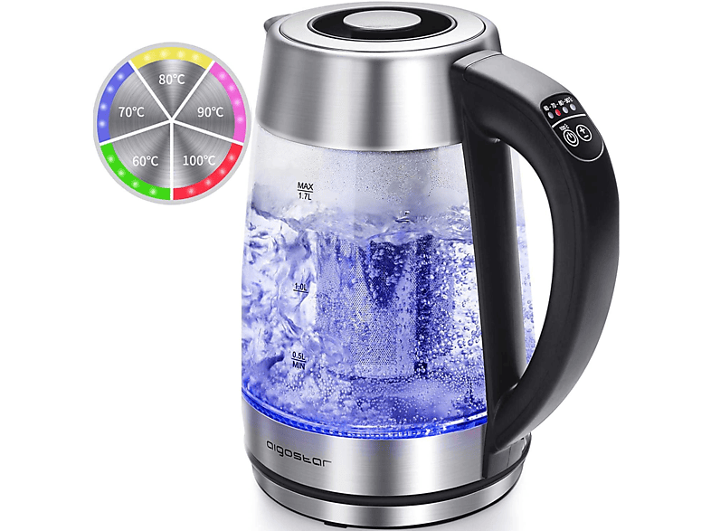 Hervidor de agua AIGOSTAR Hervidor de agua, vidrio de borosilicato, 1.7L, 2200 W Aigostar Cris