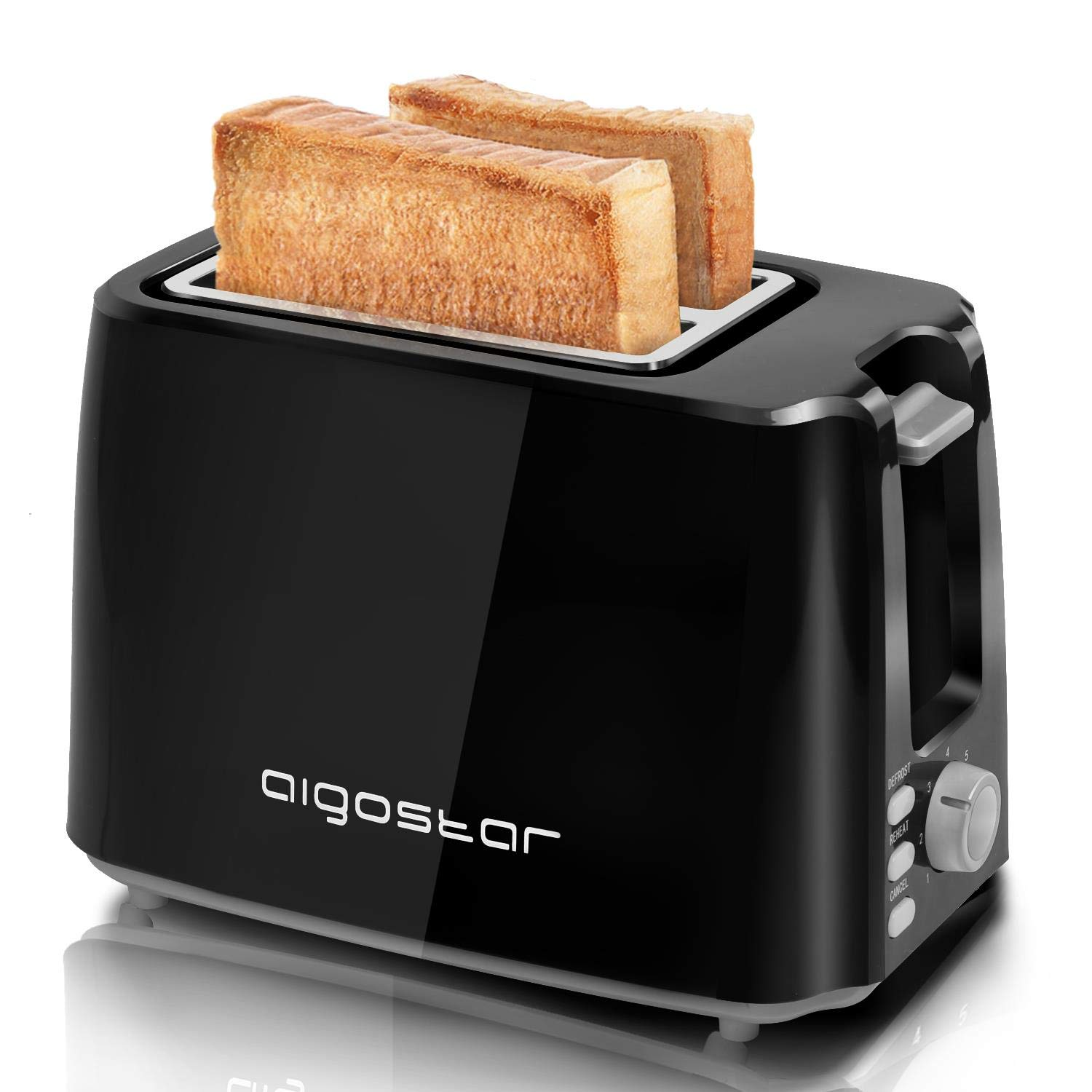 Toaster 2 (750 Watt, AIGOSTAR Schwarz Warrior 2) 504830 Schlitze: 30JRL Scheiben